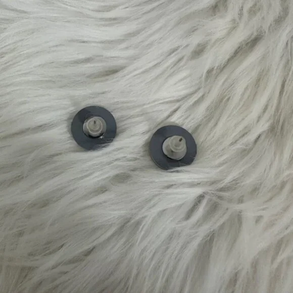 Silver Mirror Circle Stud Earrings Handmade 8718 Handmade NWT Boutique - Picture 2 of 3